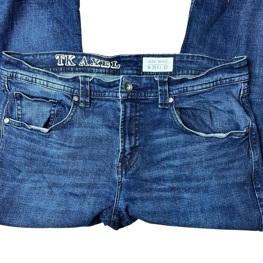 T.K. Axel Slim Boot Bondi Dark Wash Jeans Men’s Size 38x32 Denim - Picture 3 of 13